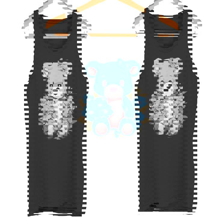 かわいいテディベアと花と一緒に I テディベア タンクトップ