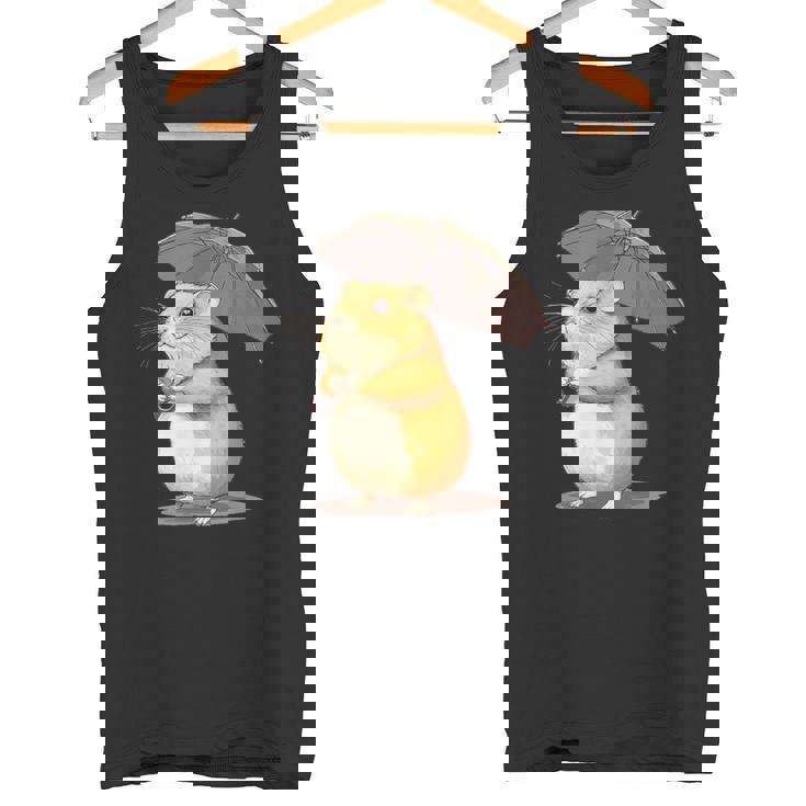 かわいいハムスターと傘のコスチューム。 タンクトップ