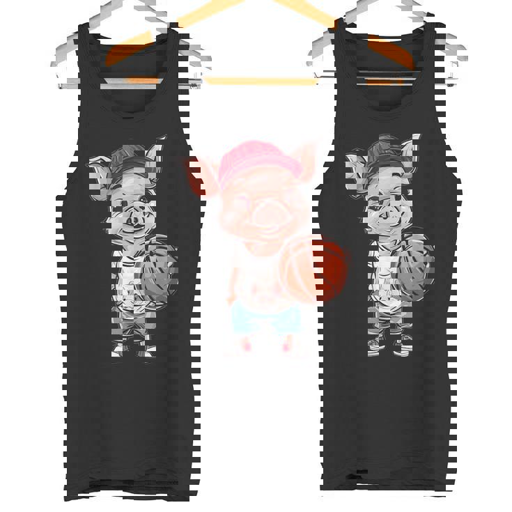 かわいいバスケットボールブタ タンクトップ