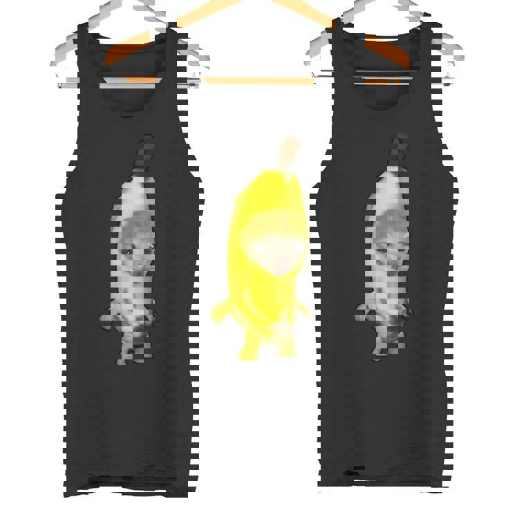 かわいいバナナ猫 ハッピーバナナキャットミーム キティ 猫好きミーム タンクトップ