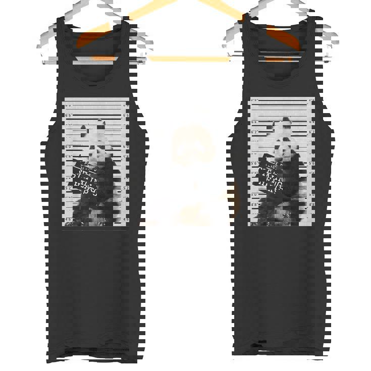 かわいいパンダの顔写真 犯罪者パンダ タンクトップ