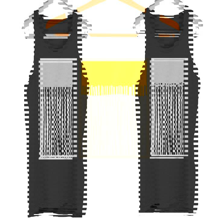 かわいいボーホーシックミニマリスト イエローベージュ ブラックラインストライプ タンクトップ