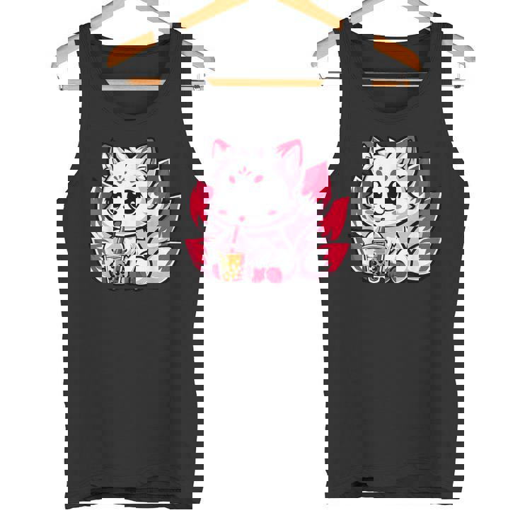 かわいい日本のキツネ九尾キツネボバティーアニメ タンクトップ