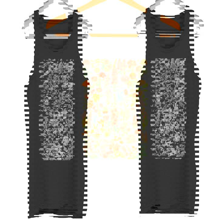 かわいい花 ビンテージ ボタニカル 花のイラスト タンクトップ