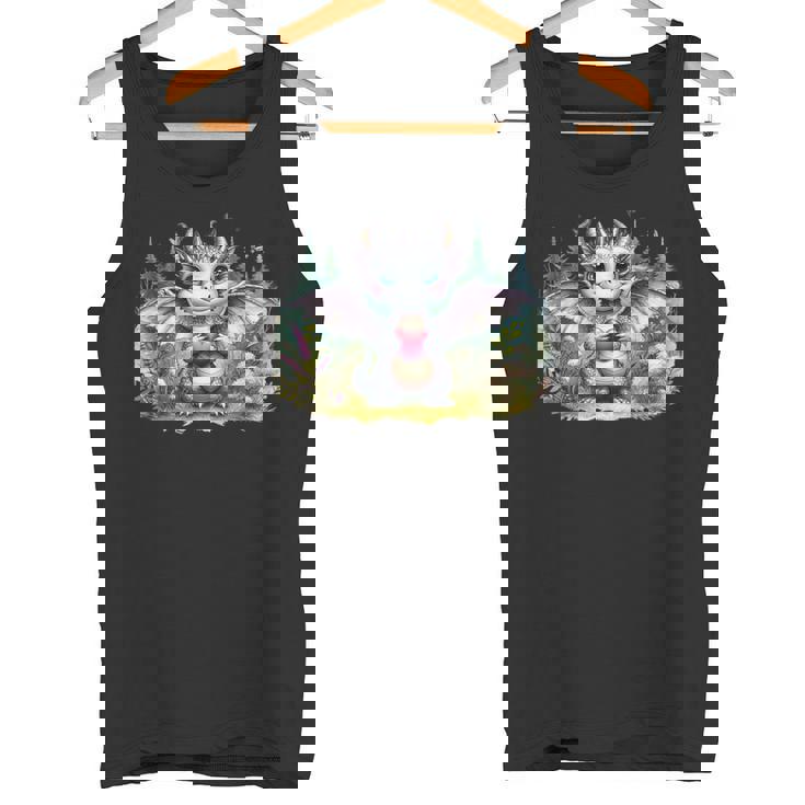 かわいい赤ちゃんドラゴンハート森林ファンタジー水彩ar タンクトップ