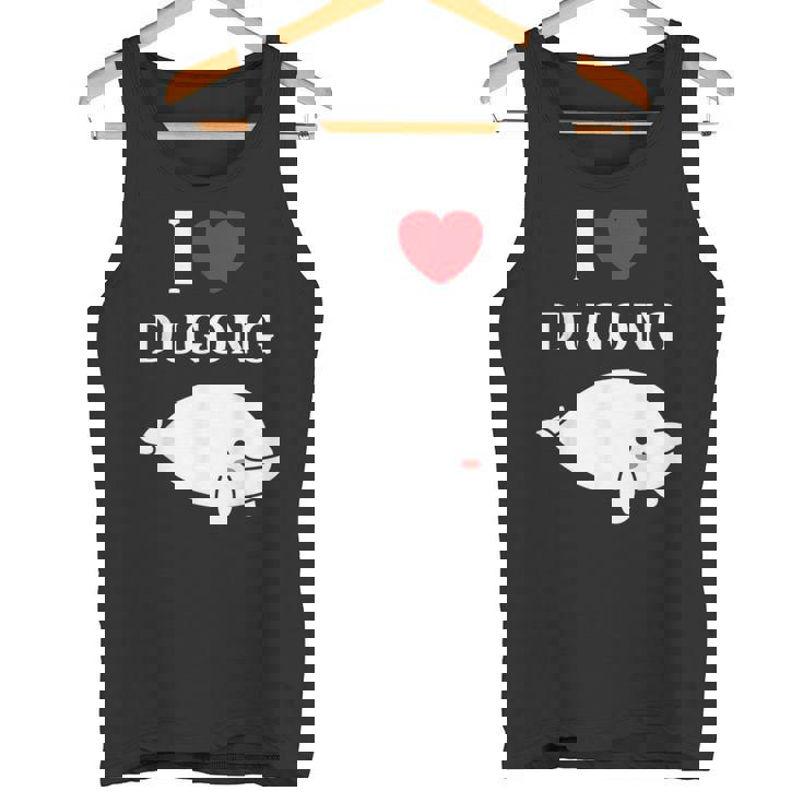 かわいい面白いシンプルなジュゴンの魚を引用します。 I Love Dugong タンクトップ