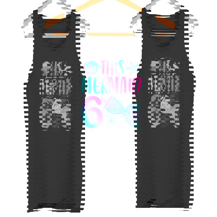 このマーメイドは6歳の6歳の誕生日マーメイドガールパーティーです。 タンクトップ