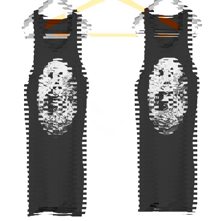 たこ焼き パンダ 水墨画 日本食 大阪 おもしろ 和風 動物 タンクトップ