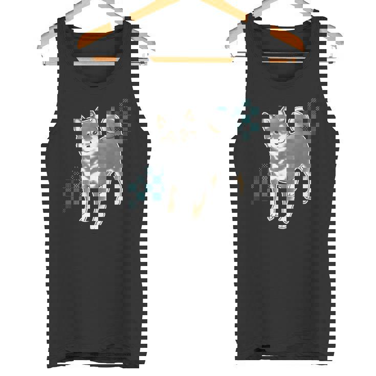 つぶらな瞳で見つめる黒柴 タンクトップ