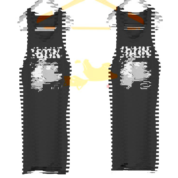 やる気スイッチ故障中 充電中 犬 柴犬 犬好き かわいい おもしろ 面白い タンクトップ