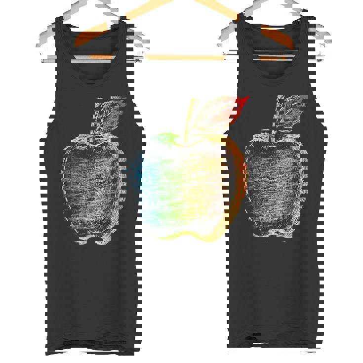 りんご フルーツ ドローイング アート カラフル モチーフ アップル タンクトップ