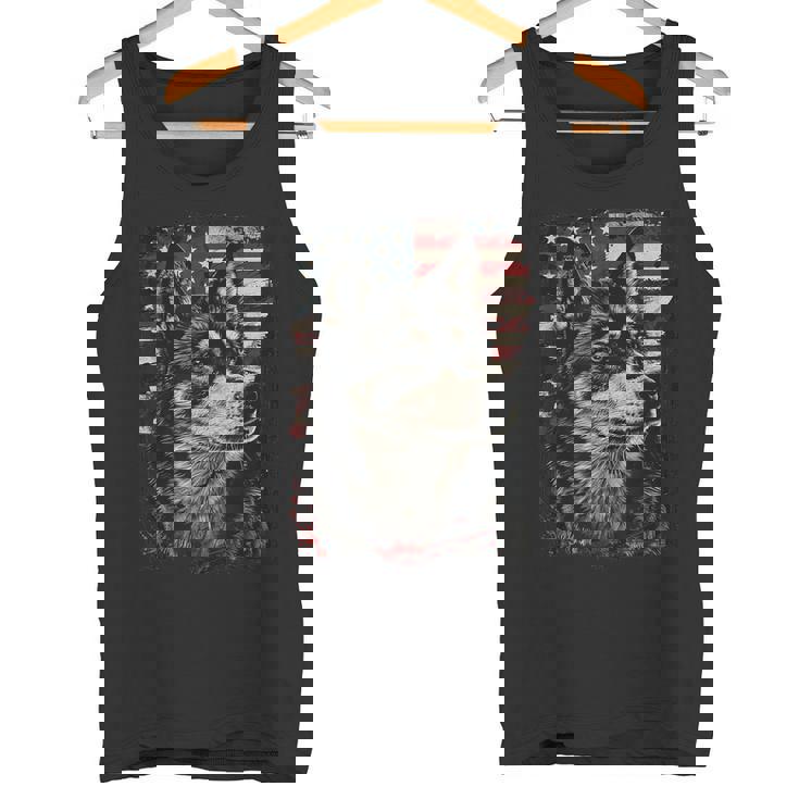 アイヌ犬 アメリカ国旗 タンクトップ