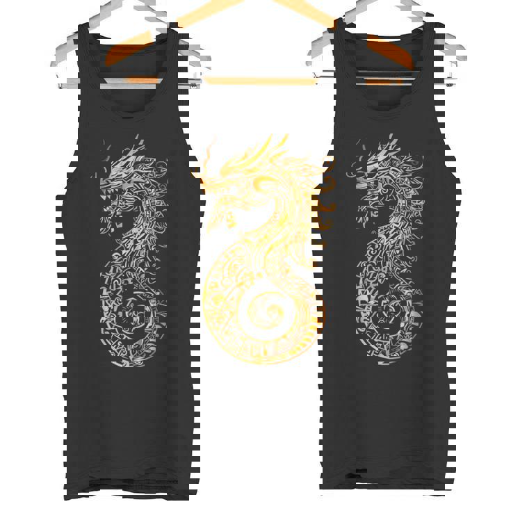 アステカ メキシコ神話 羽をつけた蛇 アートワーク ドラゴン タンクトップ