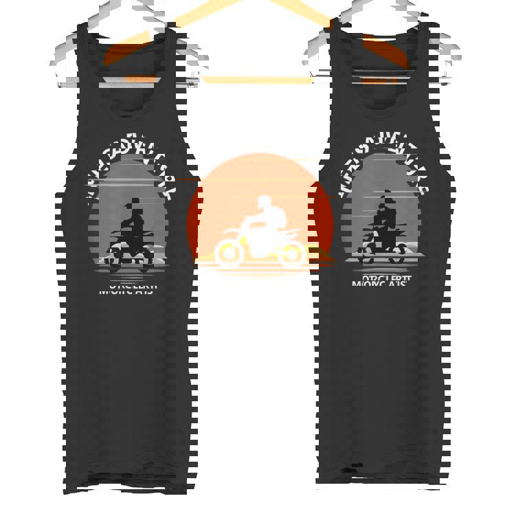 アドベンチャー バイク おもしろ オフロードバイク 人生は冒険だ ツーリング イラスト タンクトップ