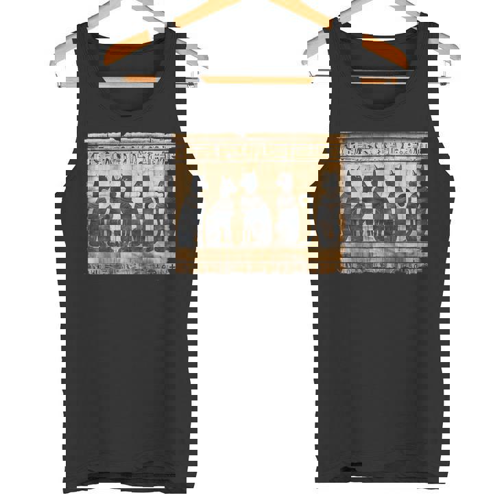 アヌビス 子猫 パピルス スクロール ピラミッド エジプトアート 猫 タンクトップ