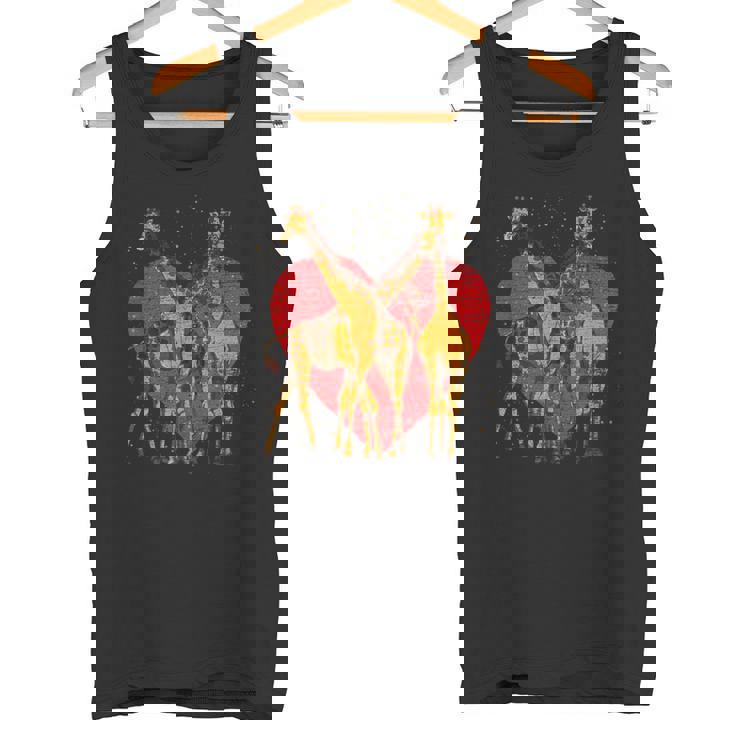 アフリカ サファリ アニマル ハート バレンタインデー ギフト ラブ キリン タンクトップ