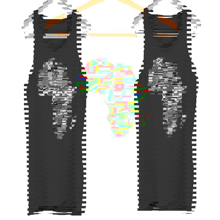 アフリカの地図-アフリカの国の旗の贈り物が付いているアフリカの地図 タンクトップ