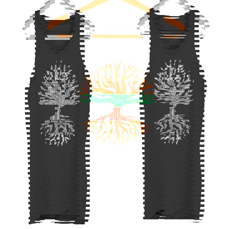 アフリカンパターンの木の根 黒史 タンクトップ