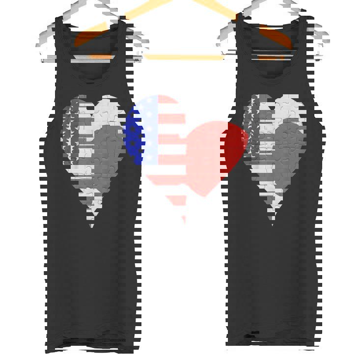 アメリカ日本国旗ハート タンクトップ