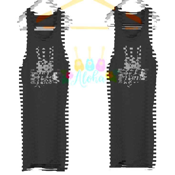 アロハシャツ ウクレレとハイビスカス柄 タンクトップ