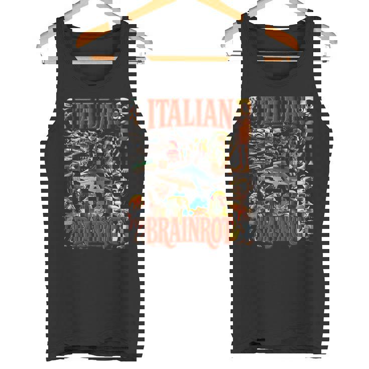 イタリアンブレイン レッド ウイルス ミーム マニア グラフィック タンクトップ