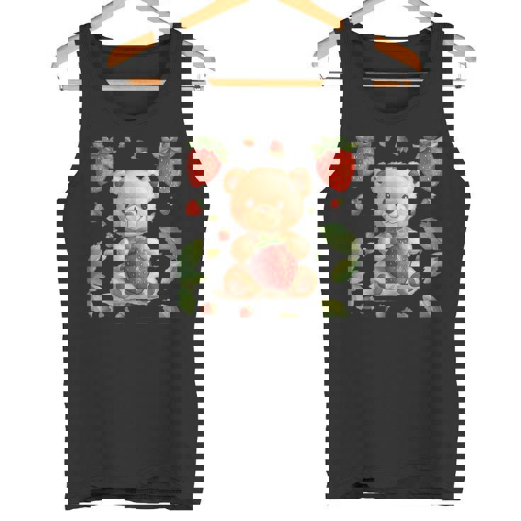 イチゴファンのための素敵なフルーツとテディベアのコスチューム タンクトップ