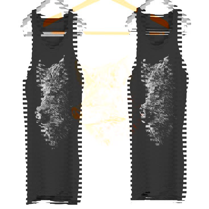 イノシシ 動物 モチーフ イラスト イノシシ タンクトップ