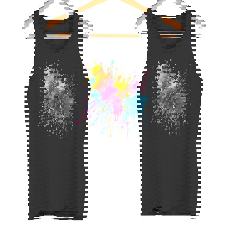 インク ペンキ 飛び散り レインボープリント カラフル イラスト タンクトップ