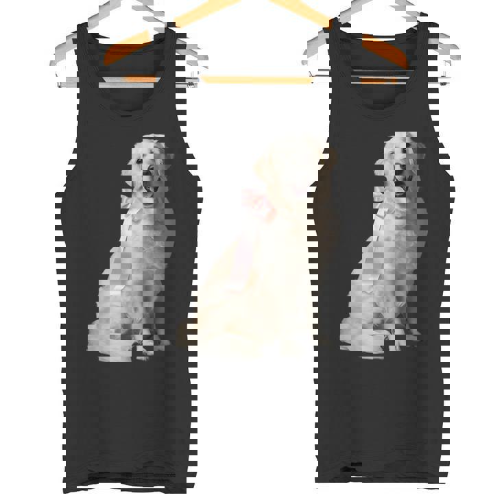 イングリッシュクリーム ゴールデンレトリバー 子犬 ピンク リボン クリーン ガール タンクトップ