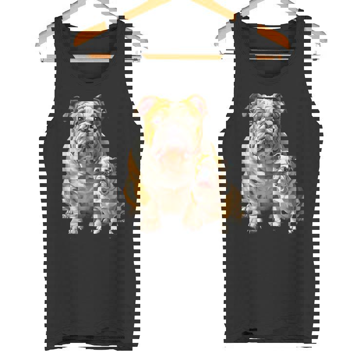 イングリッシュブルドッグの子犬とイングリッシュブルドッグ タンクトップ