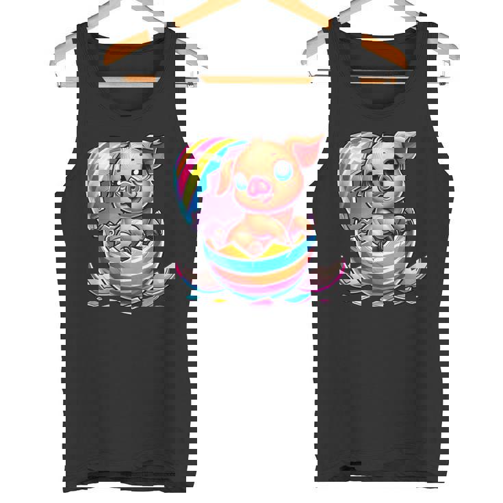 イースターエッグのかわいい赤ちゃん豚の漫画アート。 タンクトップ