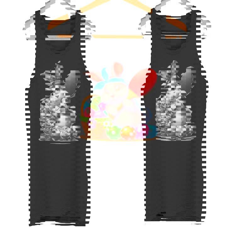 イースターバニー卓球ウサギイースターエッグ卓球 タンクトップ