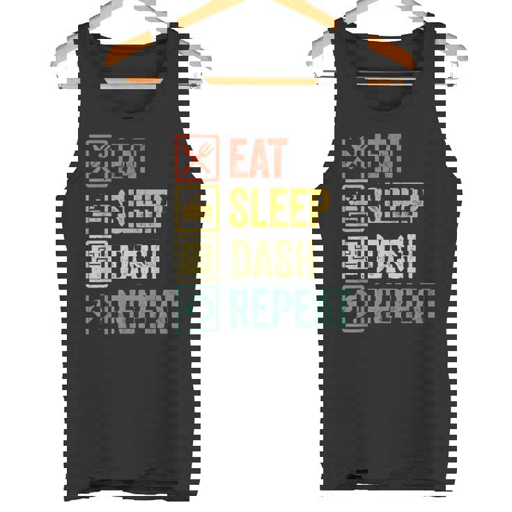 イートスリープダッシュリピートビデオゲームジオメトリビデオゲーマー タンクトップ