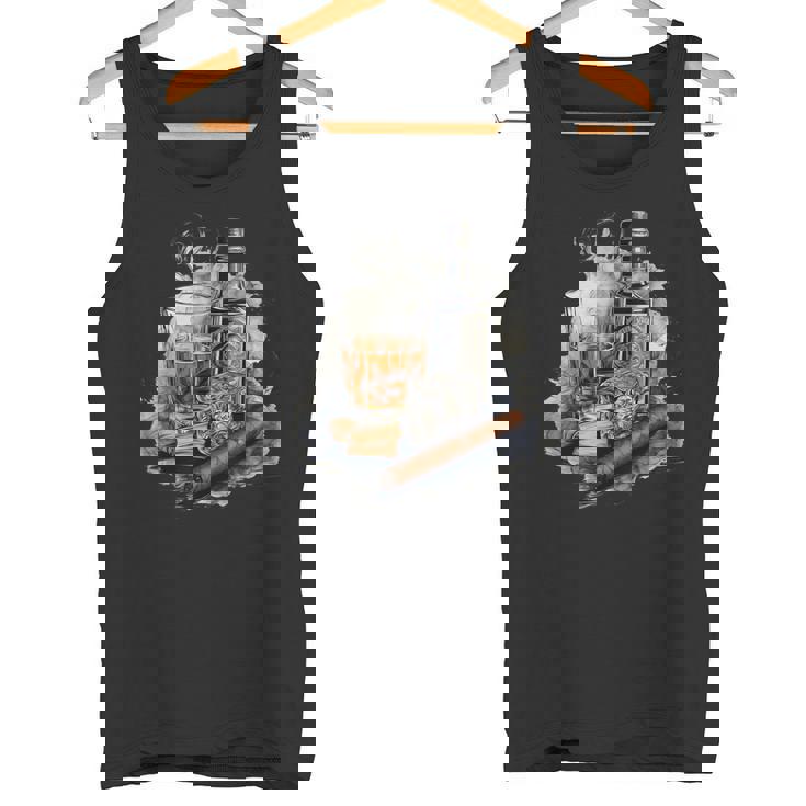 ウイスキー、シガー、チョコレート、オリジナルウイスキーアイデア タンクトップ