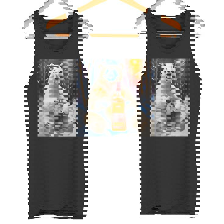 ウイスキーが飲みたいと目で訴える白熊 半袖 男女兼用 タンクトップ