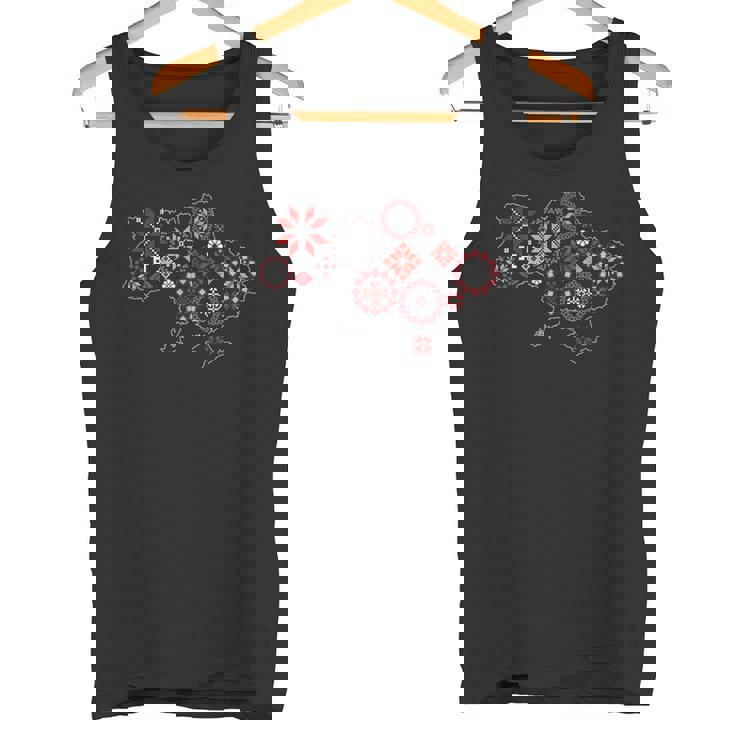 ウクライナ地図 ヴィシバンカ風 Ua刺繍 タンクトップ