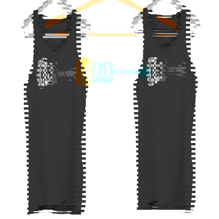 ウクレレ・イズ・ラブ アコースティック ハワイアン ミュージシャン ウクレレ アロハ ギター タンクトップ