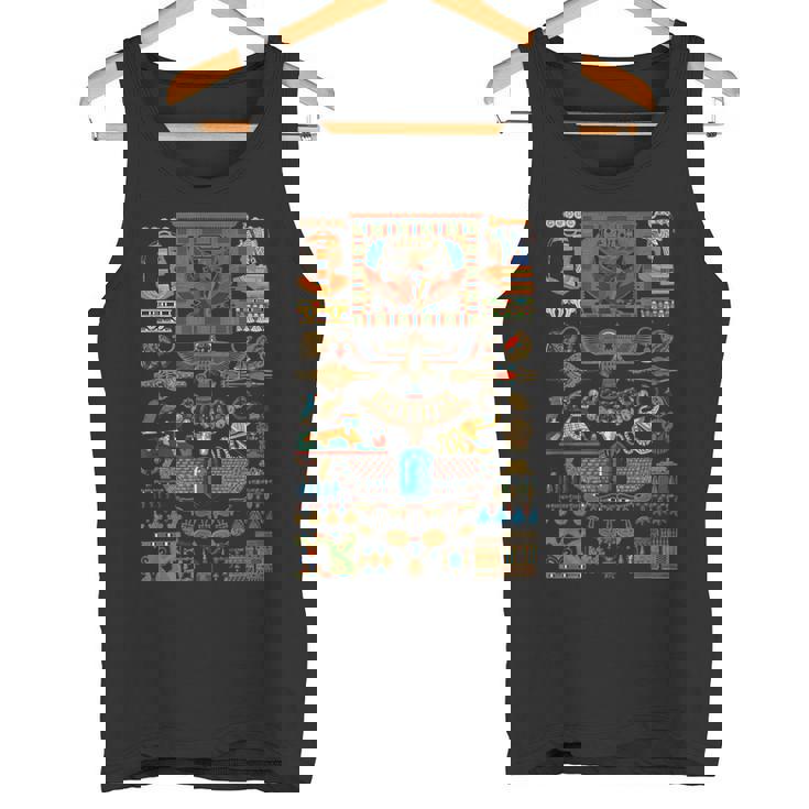 エジプトの多色オーナメント ヒエログリフ ヒエログリフ タンクトップ