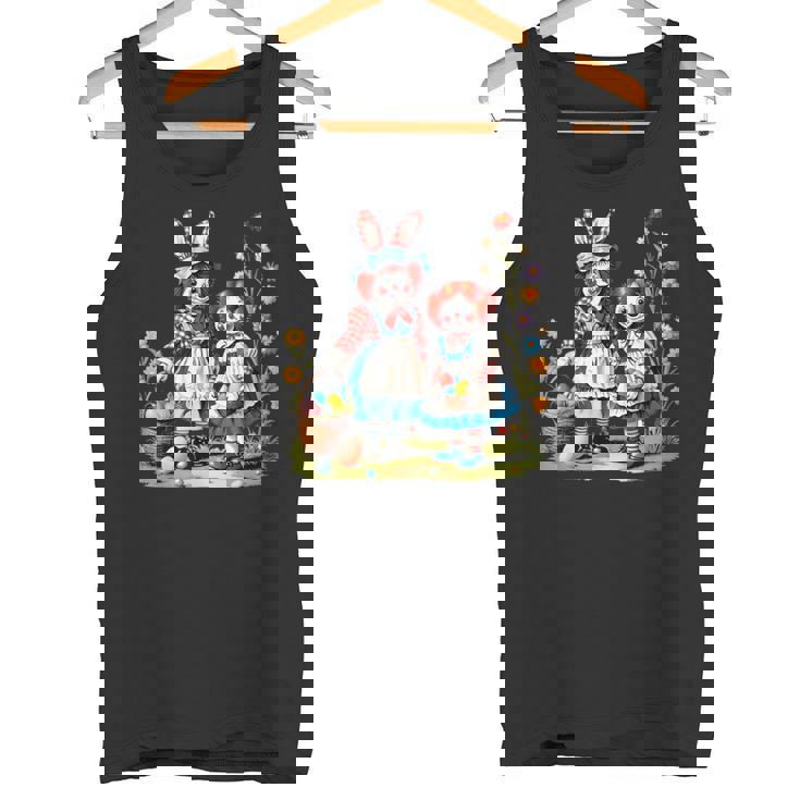 エッグハントにイースターバニーの耳を持つラガディアン。 タンクトップ