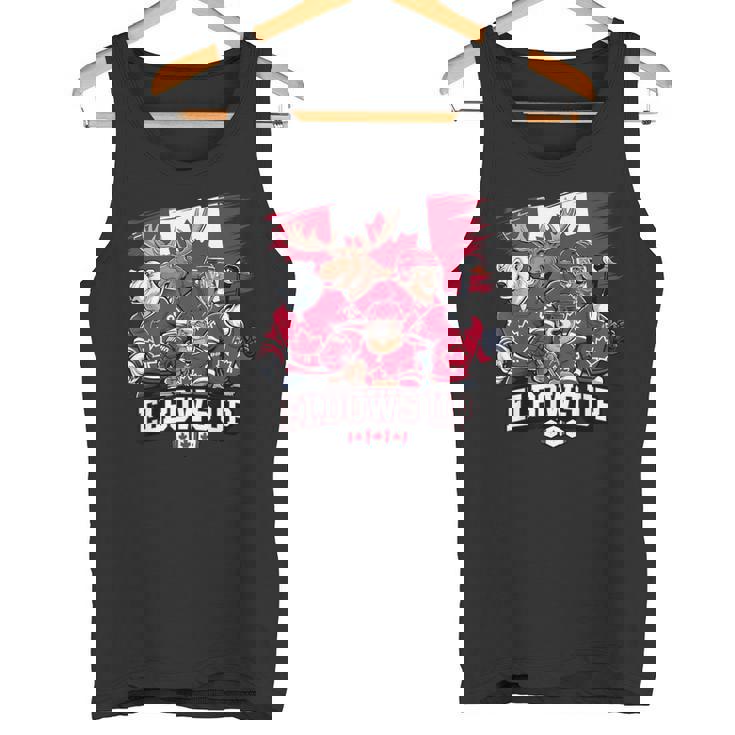 エルボーアップ カナダ カナディアン ビーバー ヘラジカ ホッケーチーム メープルリーフ タンクトップ