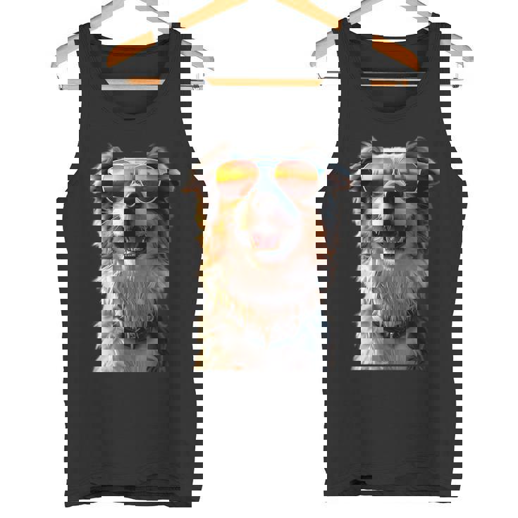 オーストラリアン・シェパード＆サングラス 愛犬家 シェパード タンクトップ