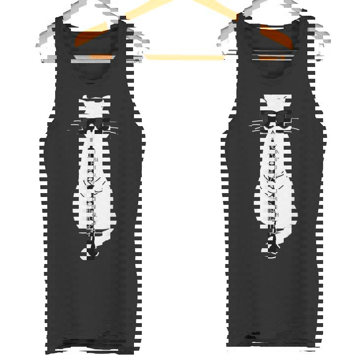 オーボエで遊ぶサングラスをかけた猫 タンクトップ