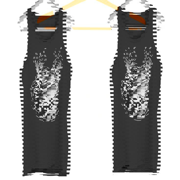 カエル ウシガエル ヒキガエル 炎 ブラックワーク タンクトップ