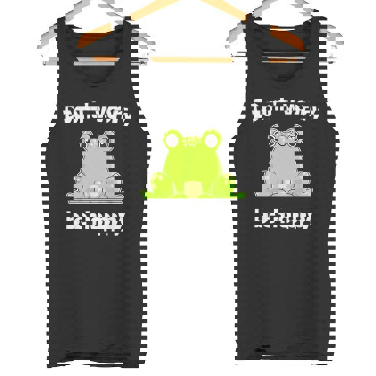 カエルのモチーフ面白いカエルのことわざは私にキスします Frog Motif Frogs Worry Hoppy タンクトップ