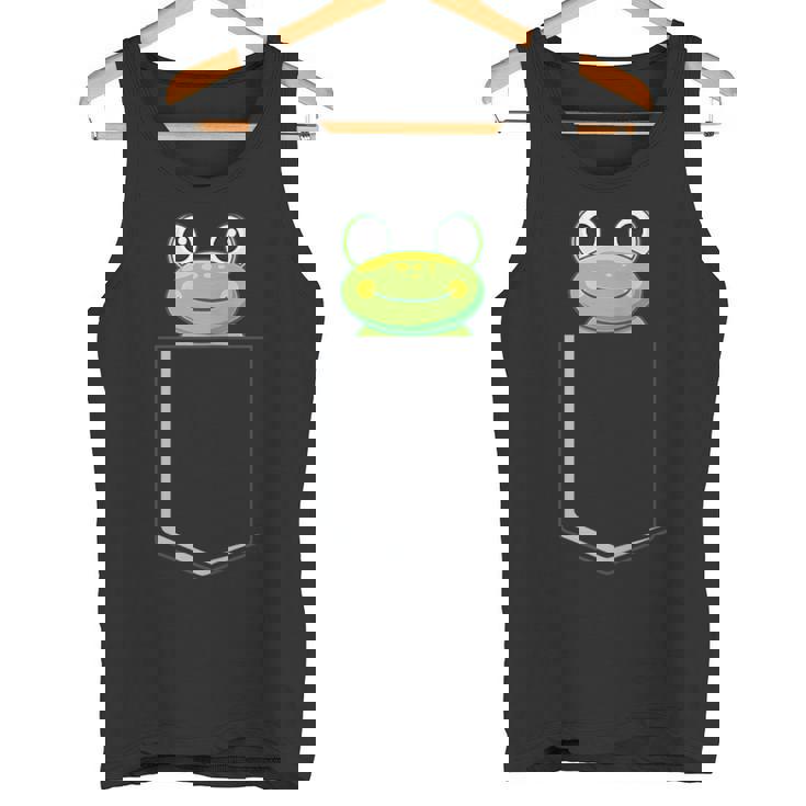 カエルポケットにカエルポケットペットカエルグリーンカエルポケット タンクトップ