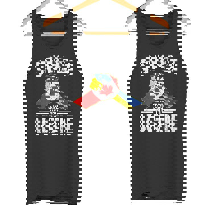 カナダはウクライナのウクライナのカナダの旗のtシャツで立ちます タンクトップ