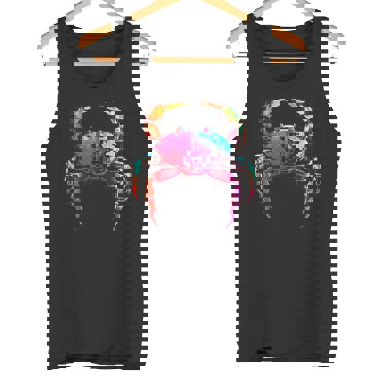 カニ カラフル 幾何学 動物 アート グラフィック モチーフ カニ タンクトップ