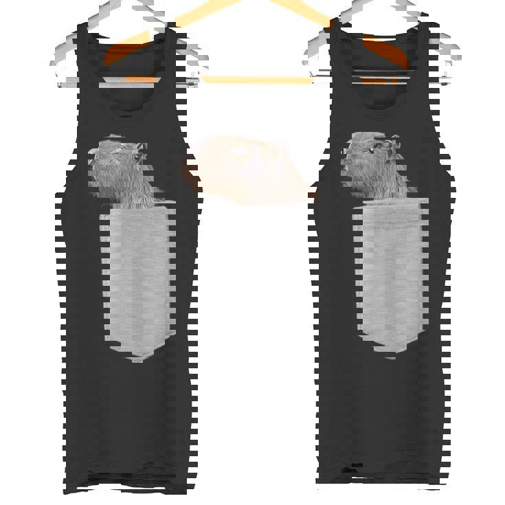 カピバラ フェイク ポケット カピバラ げっ歯類 げっ歯類 アニマル ノベルティ タンクトップ