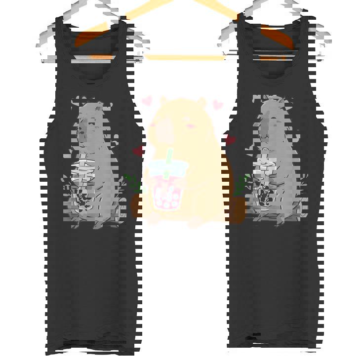 カピバラ ボバ バブルティー キッズ ガールズ キッズ カワイイ カピバラ タンクトップ