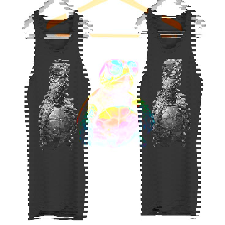 カメ カラフル Popart レインボー 爬虫類 かわいい亀 タンクトップ